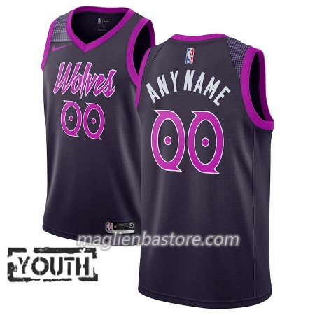 Maglia NBA Minnesota Timberwolves Personalizzate 2018-19 Nike City Edition Viola Swingman - Bambino